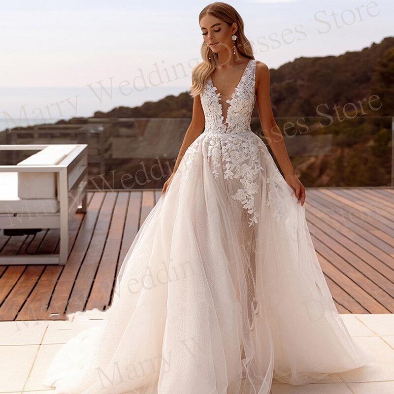Женское свадебное платье It's yiiya, изящное ТРАПЕЦИЕВИДНОЕ ПЛАТЬЕ С V-образным вырезом и кружевной аппликацией на лето 2024