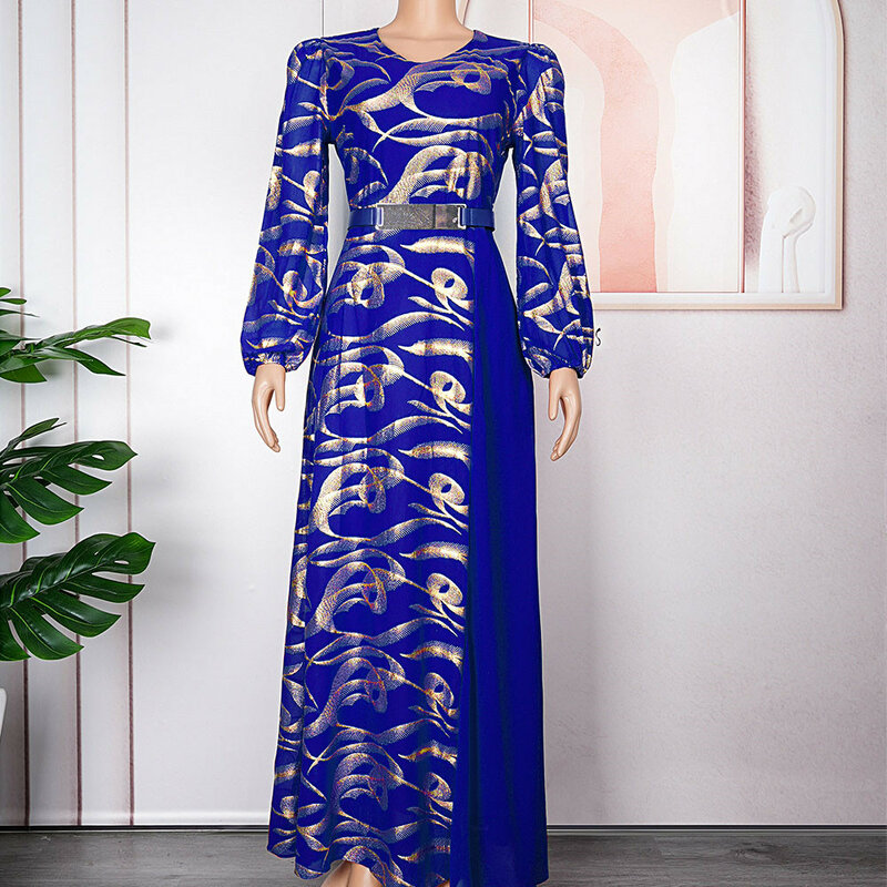 Новинка 2023 года, шифоновое платье в европейском и американском стиле, вечернее платье большого размера в африканском стиле с поясом, 481 #
