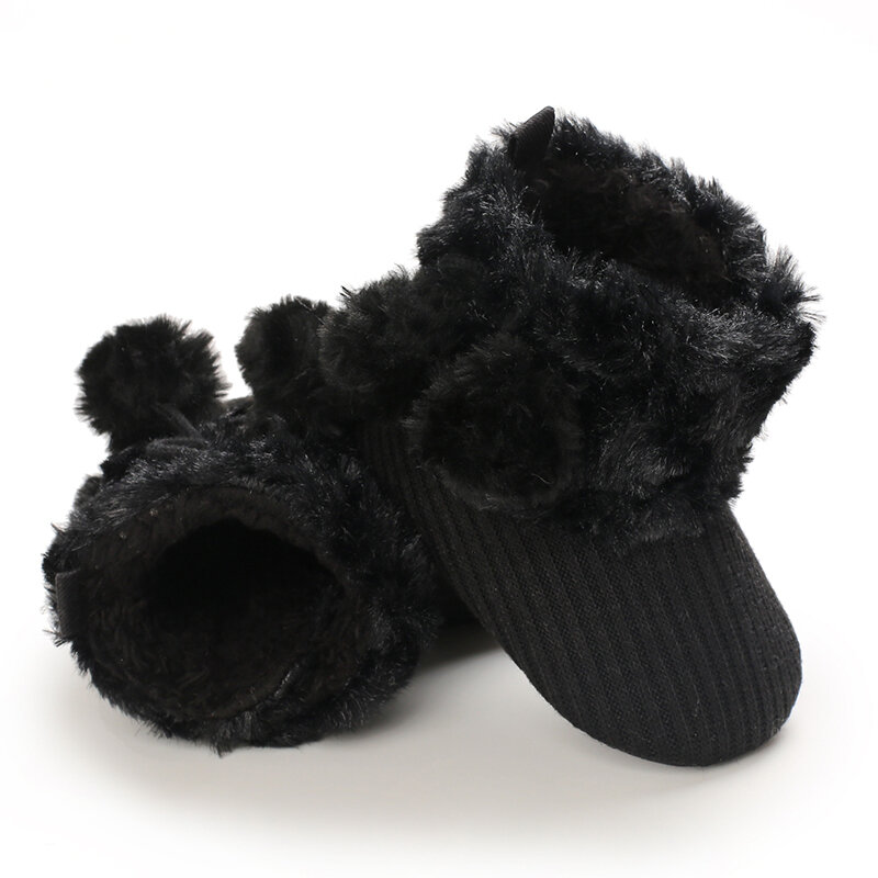 حذاء بوت للثلج بنعل ناعم دافئ ، أسود ، للرجال والنساء ، طفل بعمر 0 إلى 18 شهرًا ، الشتاء ، أو