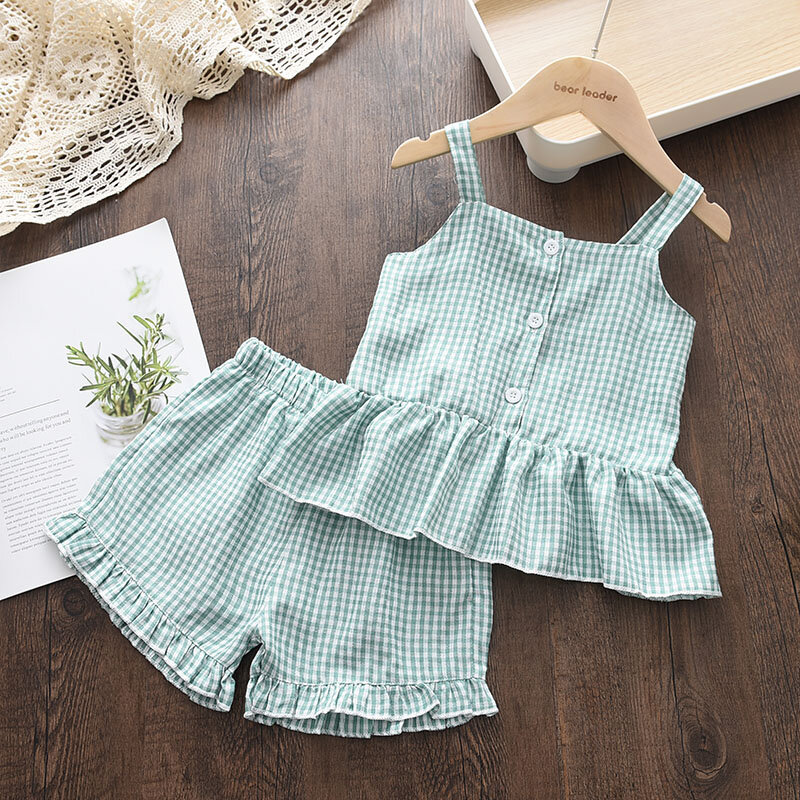 Melario Cotton Girls Clothing Sets Summer Vest Two Piece Sleeveless Children Sets Fashion Girls Clothes Suit Casual Dot Outfits