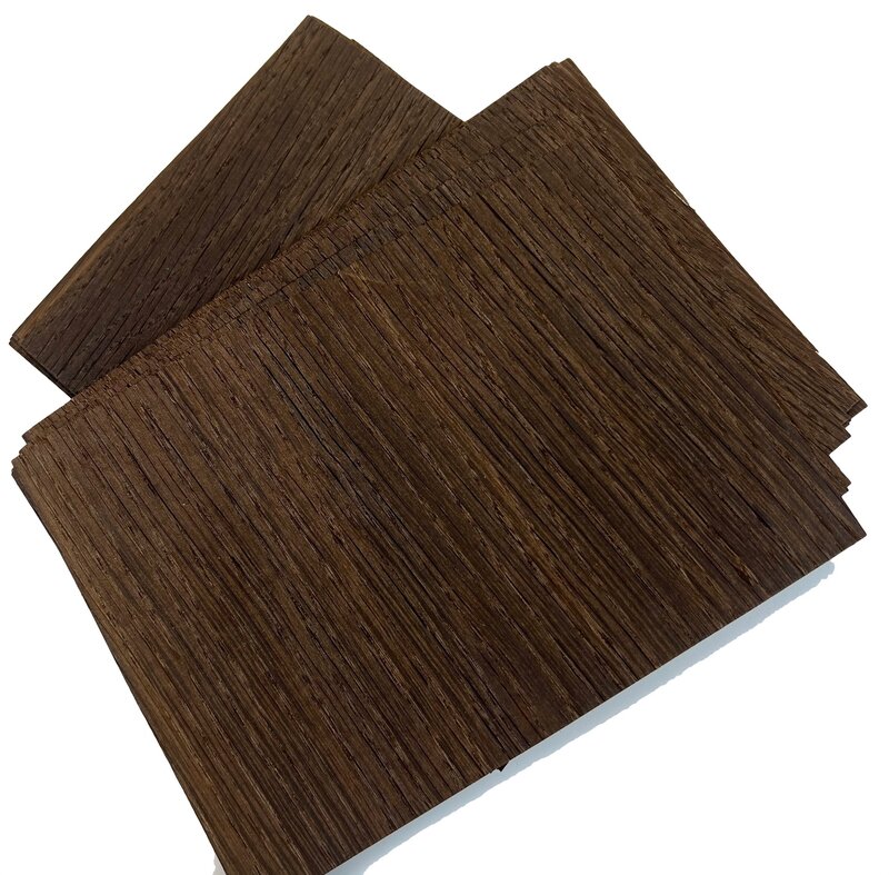 Hojas de chapa fina de roble ahumado Natural, chips de madera oscura, grosor de 160-120mm, 0,3x0,5mm, lote de 10 unidades