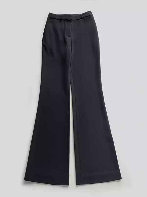 Женские Костюмные брюки, новинка 2024, весенние черные расклешенные модные длинные брюки с высокой талией для поездок