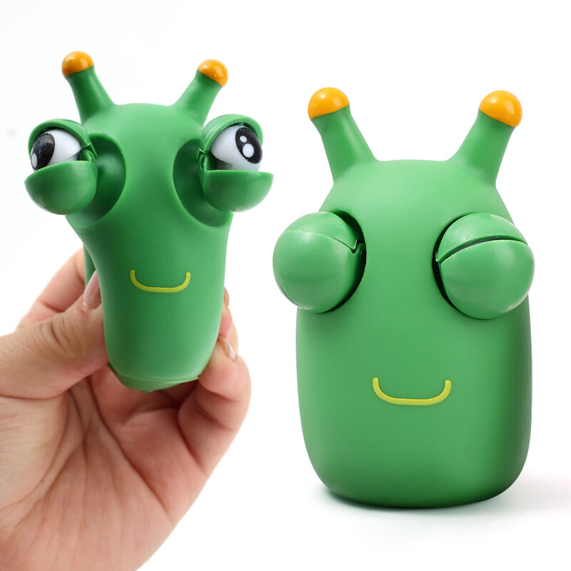 5/1Pcs Green Worm Squeeze Pinch Toy novità Eye Popping Squeeze Toys 3D Big Eyeball che rimbalza giocattolo per bambini sollievo dallo Stress per adulti