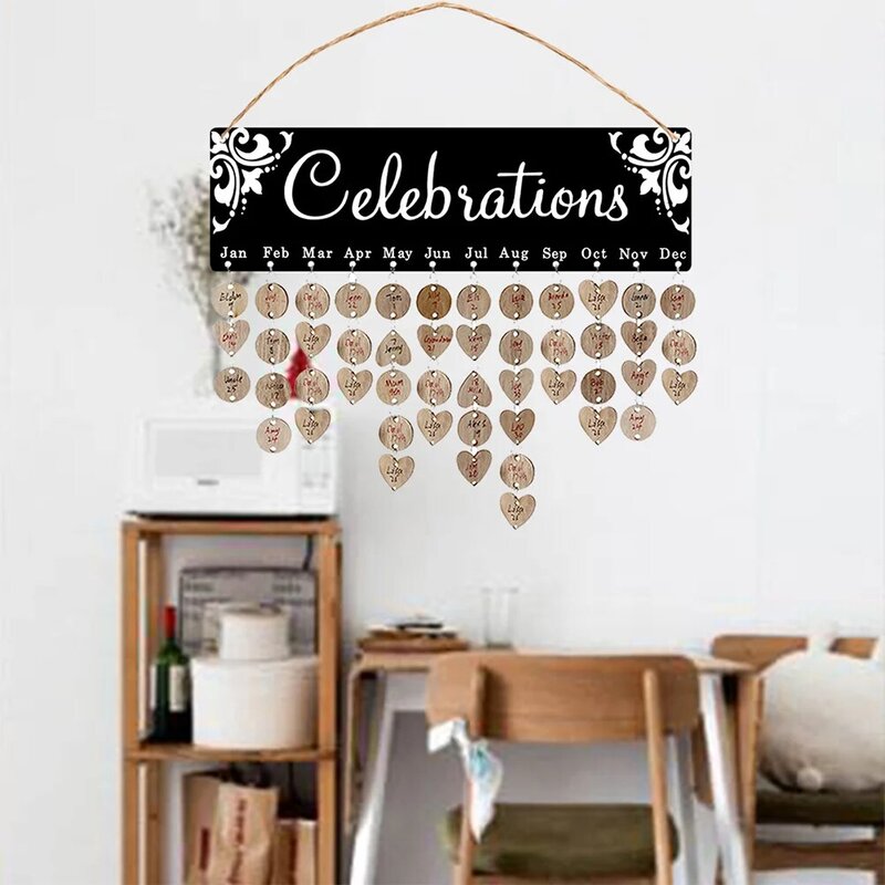 Wooden Chritsmas Birthday Special Days Reminder Board DIY Wall Hanging Calendar Ornament New Year Party Decoration