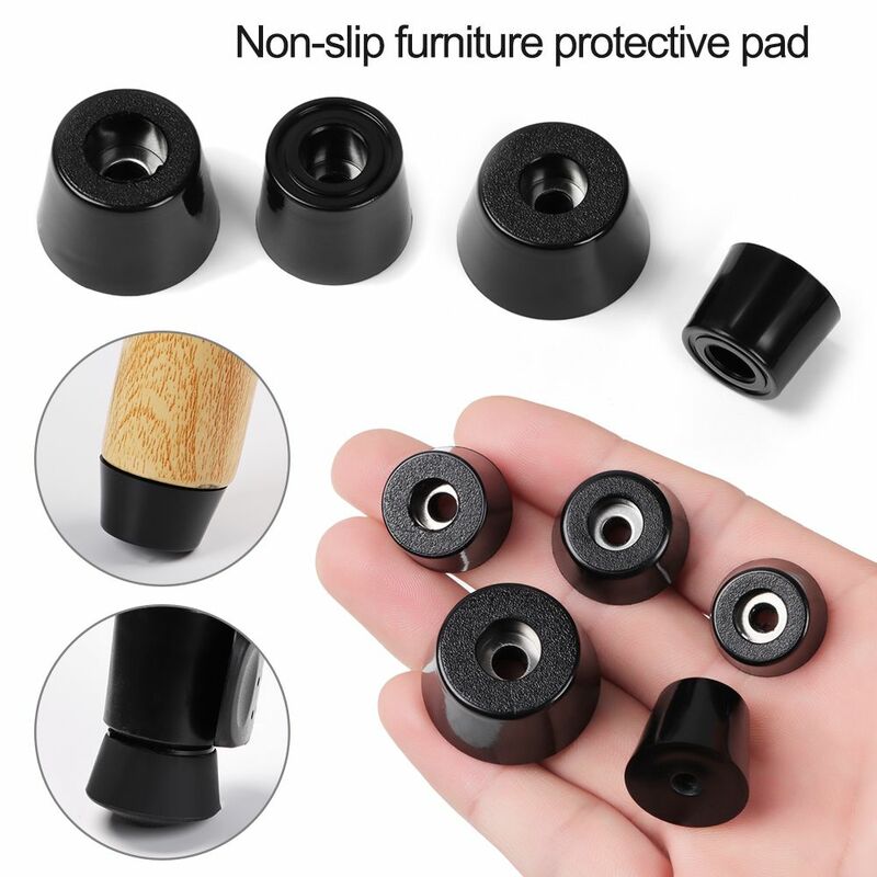10 pcs Safe Black Cabinet Speaker PVC Foot Mat Tapered Furniture Slip Feet Protective Pad