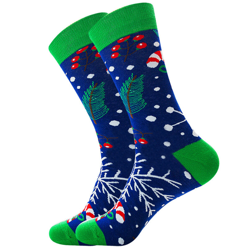 Новые весенне-осенние мужские носки, мужские носки-трубы с Санта Клаусом, оленем, модные хлопковые носки, забавные носки
