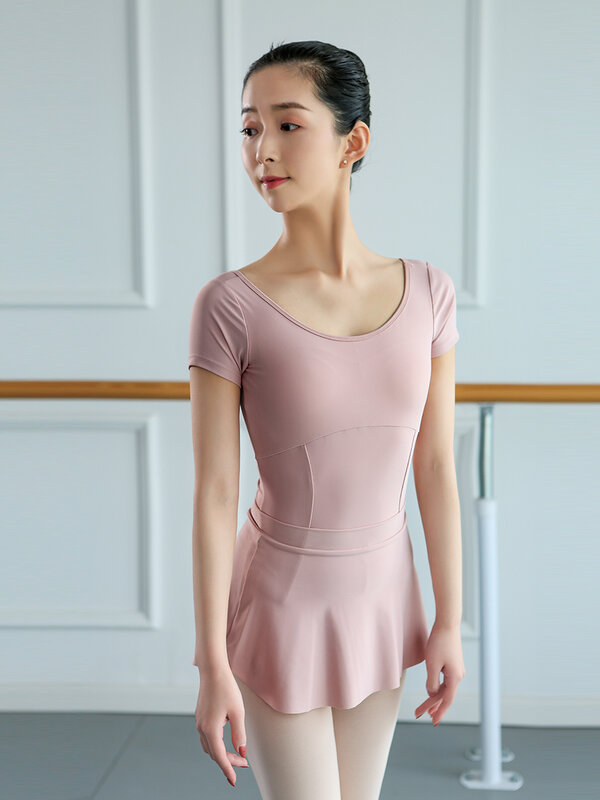 2024 nowy kombinezon gimnastyczny z krótkim rękawem dla dorosłych baleriny sukienka dla dziewcząt trykoty baletowe dla dziewcząt ubrania taneczne CN (pochodzenie)