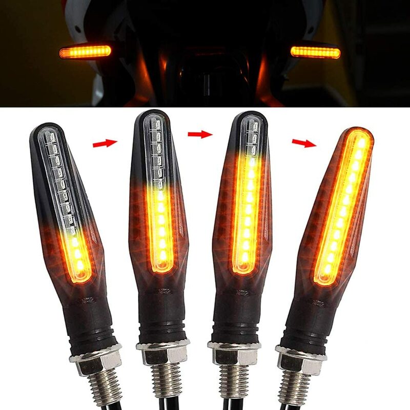 2/1 sztuk LED kierunkowskazy motocykla 12 SMD ogon Flasher płynąca woda migacz IP68 zginalny miganie motocykla światła