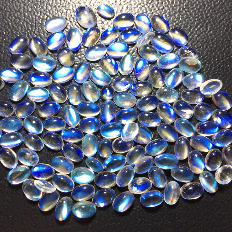 Натуральный лунный камень, циферблат, 4*6 мм, 5*7 мм, неизолированный камень, Овальный цветной сапфировый синий лунный камень на заказ