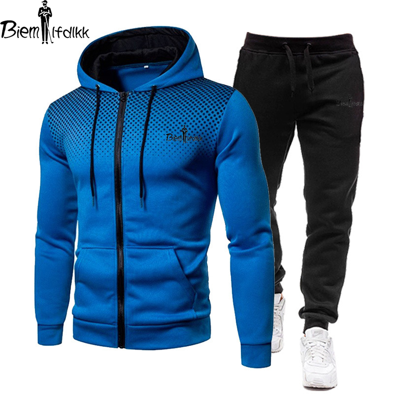 2024 Biyin Golf Men's Sportswear Hooded Zipper Jacket + Sweatpants Clothing Fashion 2-Piece Set Fall Winter Men's Workout Joggin