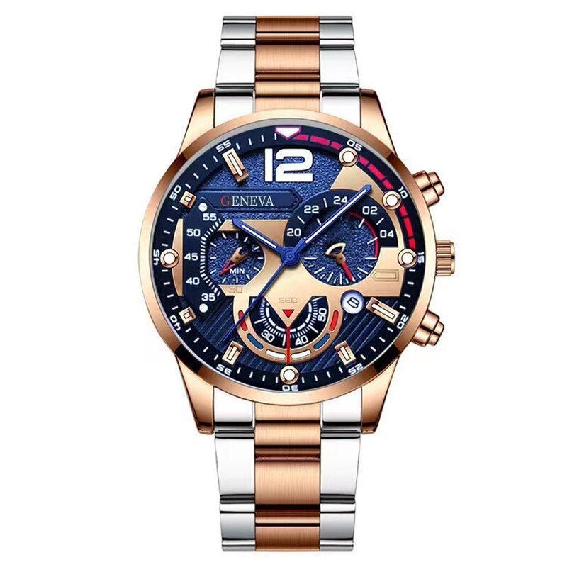 GENEVA-Relógio De Quartzo De Aço Inoxidável Para Homens, Cronógrafo Esportivo, Marca De Top, Relógios De Moda De Luxo, Novo