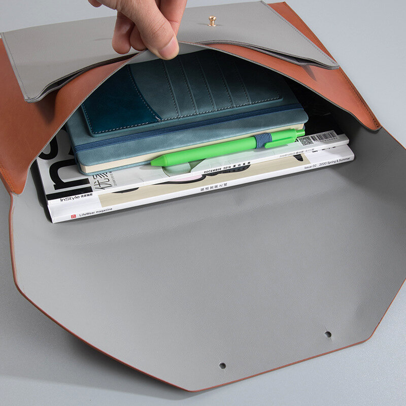 PU Leather A4 Paper Document Bag, Cartas Personalizadas, Gravura, Grande Capacidade, Armazenamento de Arquivos, Organizador, Office Luxury Pouch