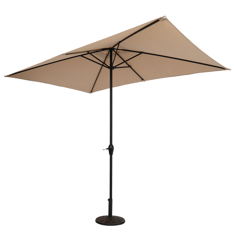 10FT Square Outdoor Patio Umbrella Waterproof Folding Sunshade with Base 300x200x245CM Wine Red/Top Color Easy to Use[US-Stock]
