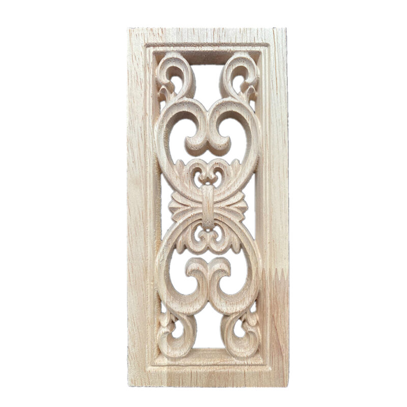 1PC 18cm European Wood Carving Home Wholesale Multi-specification Door Cabinets Wood Applique Decoration Long Decals Natural