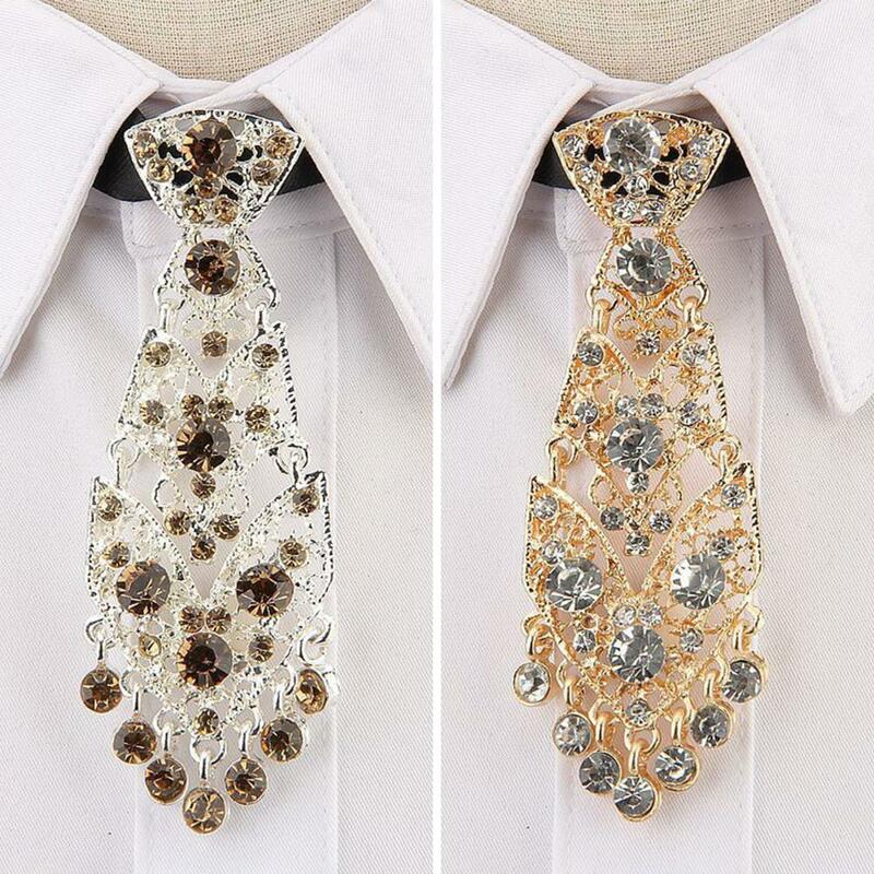 Accessori di pregevole fattura cravatte di lusso in metallo con diamanti pregevole fattura per feste di matrimonio accessori moda spilla da bavero