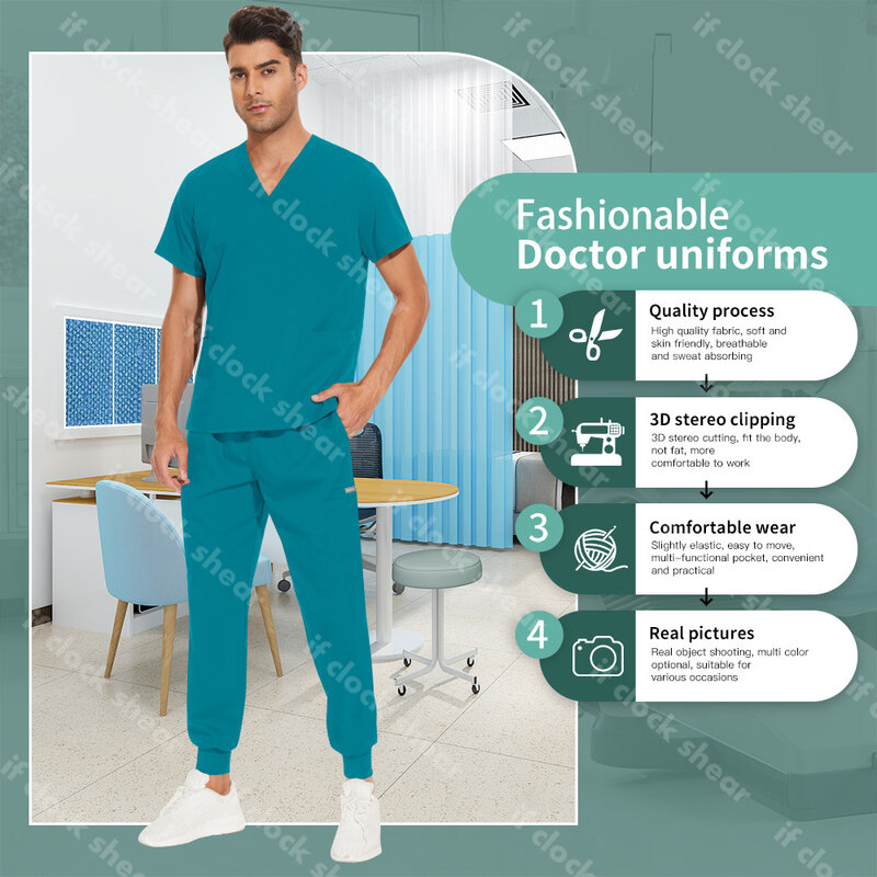 Uniforme quirúrgico Unisex, accesorios de enfermera, Clínica de mascotas, uniforme de fregado veterinario, ropa de trabajo Dental para Hospital, traje de Enfermería Médica