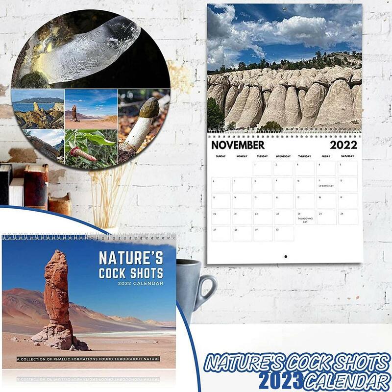 自然のコックショットカレンダー2023、2023天然クリスマス用品、壁板の風景、オフィス、学校、ホームギフト、新しい、f v8k4