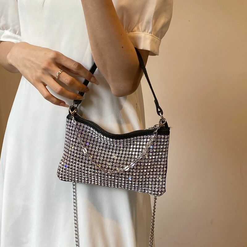 2024 Summer Trend Shiny Diamond Mini Cross Body Bags Bling Purses and Handbag Female Small Shoulder bag Evening Party Bag