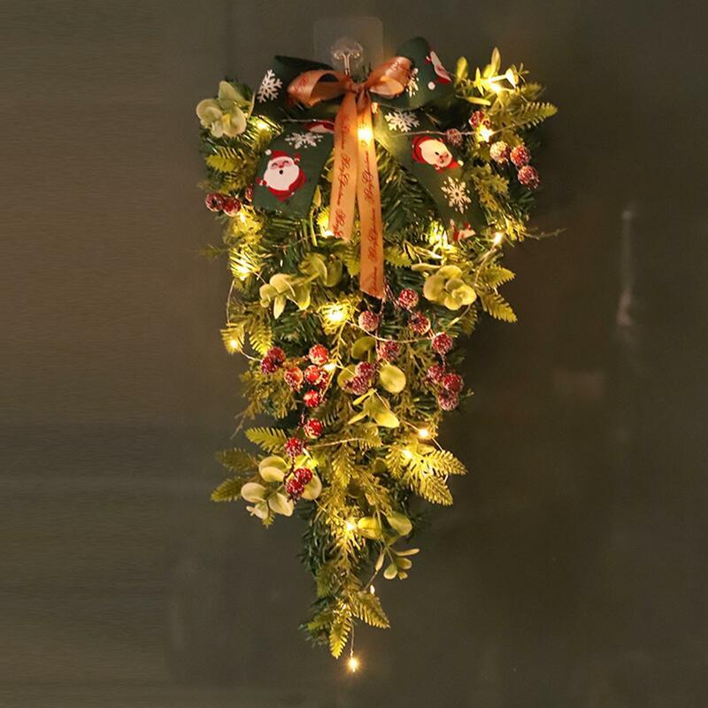 Pohon Natal karangan bunga lampu tali properti foto Teardrop Natal