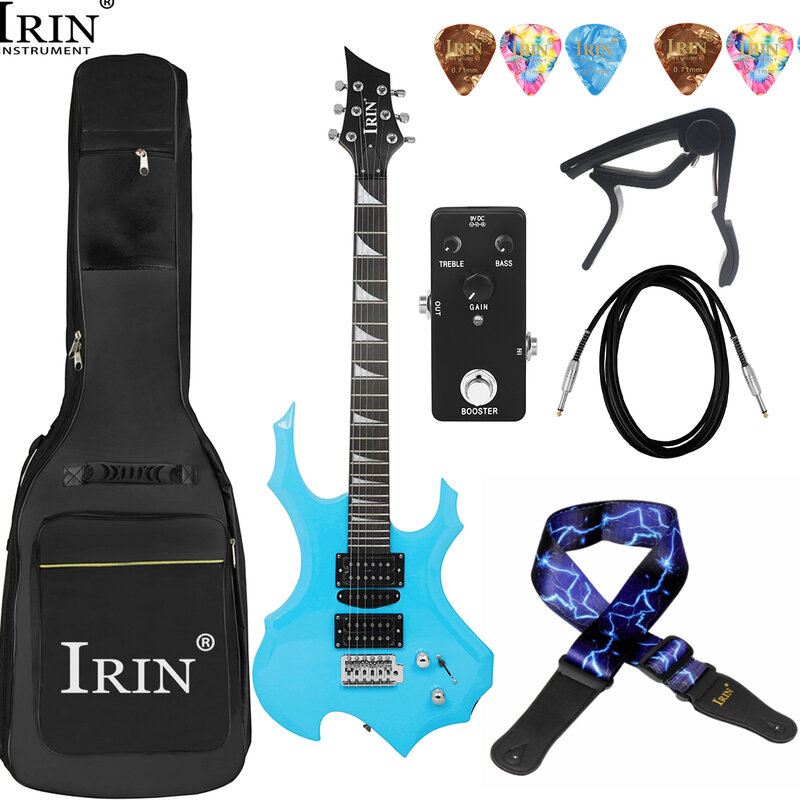 IRIN 6 String Light Blue Electric Guitar Campus Student Rock Band Trendy Play Electric Guitar Equipped Necessary with Parts