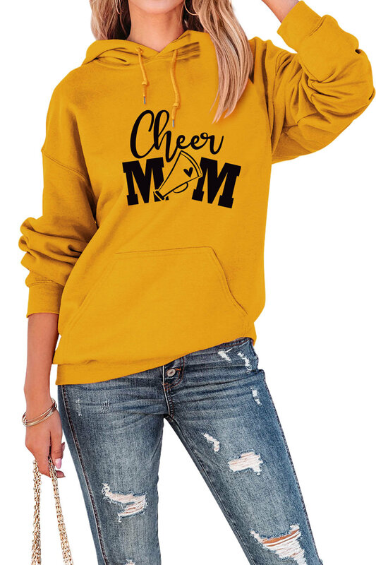 Autunno e inverno new Cheer Mom felpa con cappuccio stampata top a maniche lunghe allentato con pullover casual
