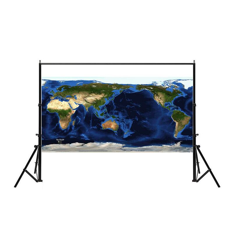 Mapa de satélite del mundo, mapa de pintura en aerosol, no tejido, de 150x100cm
