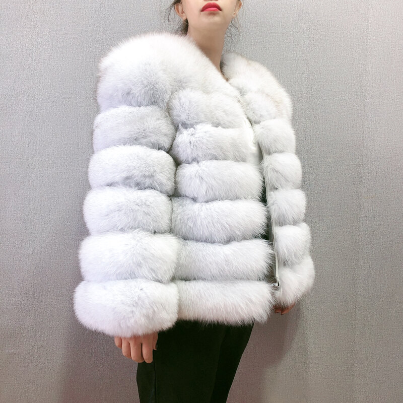 Женское зимнее пальто, роскошное натуральное меховое пальто из 2022 натурального Лисьего меха, экологичное меховое и натуральное меховое пальто, шуба из меха 70 см