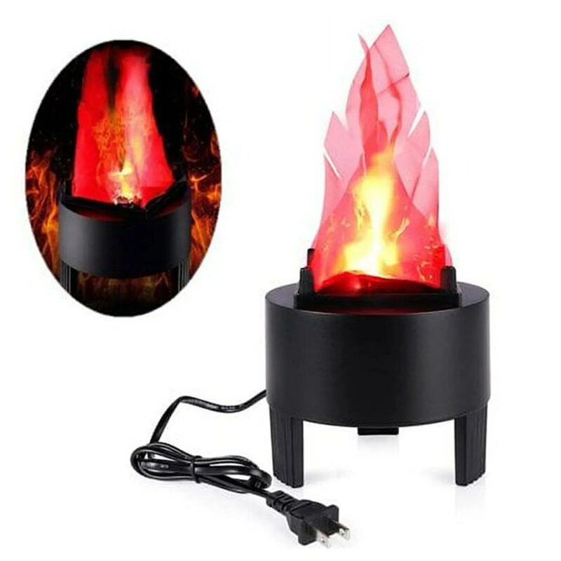 3D LED 가짜 불꽃 효과 램프 토치 라이트, 크리스마스 소품 파티용 냄비 그릇 포함, 미국 표준 플러그, 화재 센터피스