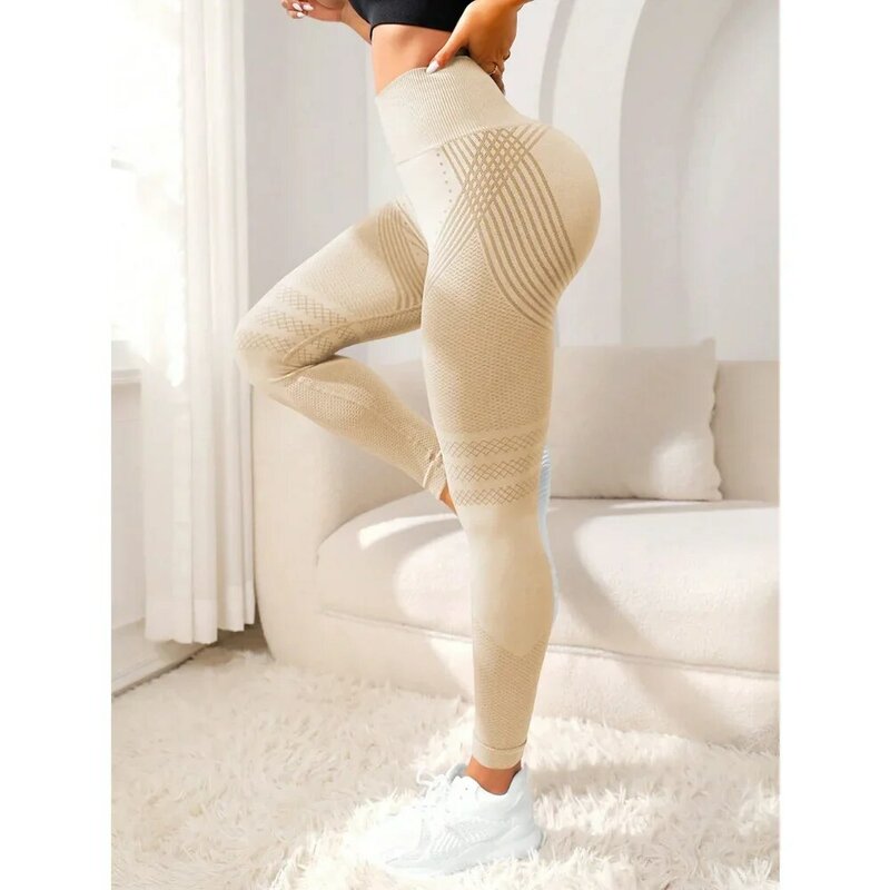 Leggings de cintura alta elásticos para mulheres, Yoga Sports Pant, Ginásio Fitness Activewear, Leggings sem costura