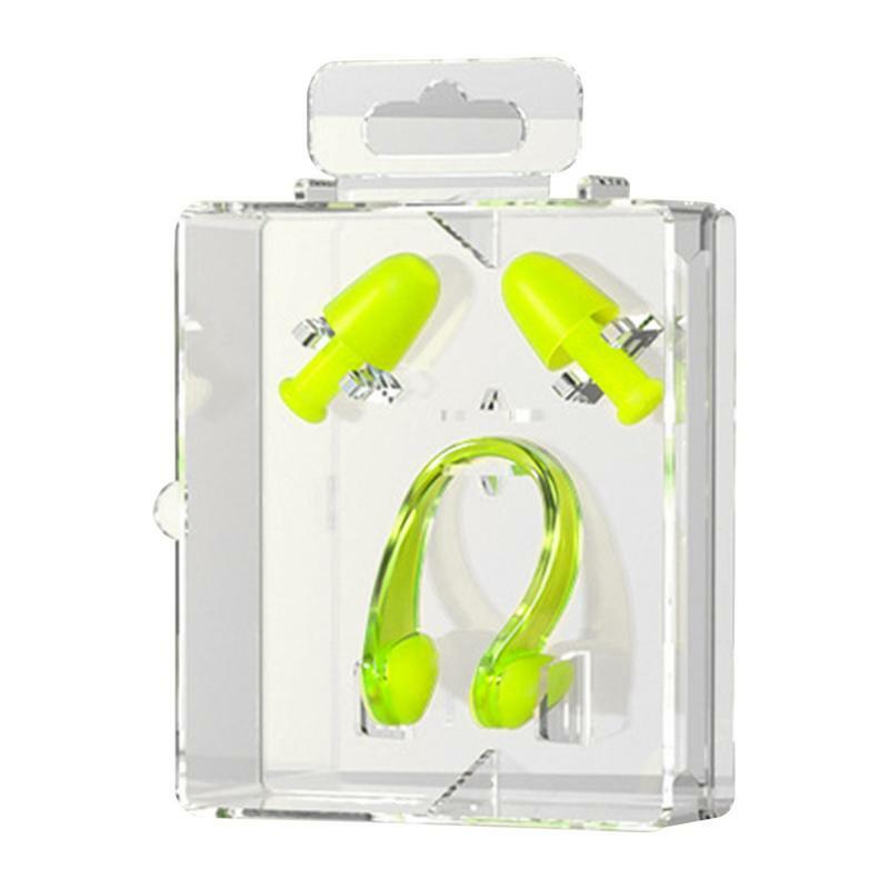 Swimming Earplugs Nose Clip Plugs Ear & Nose Protector Box Package Soft Reusable Upgraded Waterproof Silicone Ear Plugs Nose