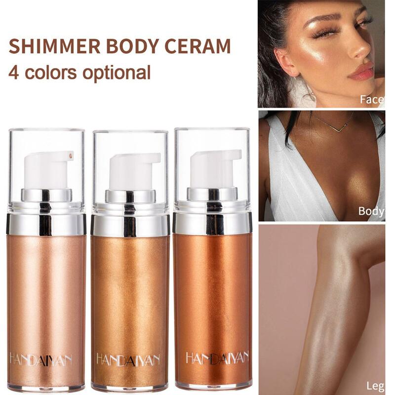 New 4Colors Liquid Body Highlighter Long-lasting Shine Brighten Glitter Shimmering Body Cream for Women A7F7