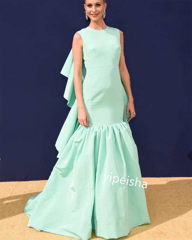 Prom Dress Evening Charmeuse Ruffle Quinceanera Mermaid O-Neck Bespoke Occasion Gown Midi Dresses Saudi Arabia  