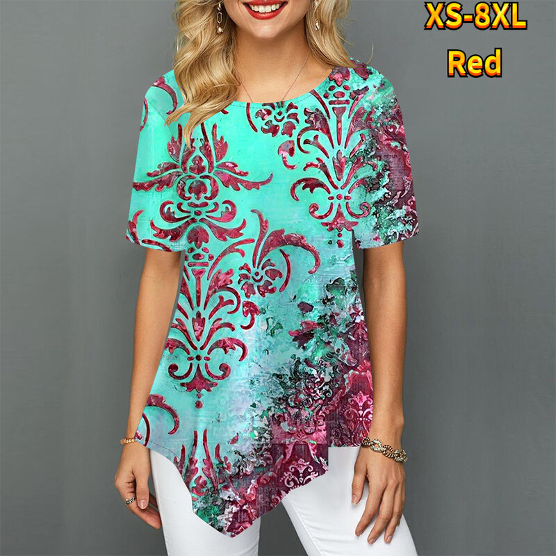 2022 New Women T-shirt Simple Vintage Marble Printing Round Neck Casual Niche Design Sense Clothing Female Short Sleeve XS-8XL
