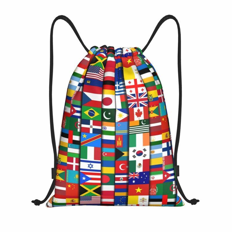 Sac à dos de sport international pour hommes et femmes, sac de sport Wstring, cadeau d'entraînement, 60 drapeaux des pays du monde, proximité