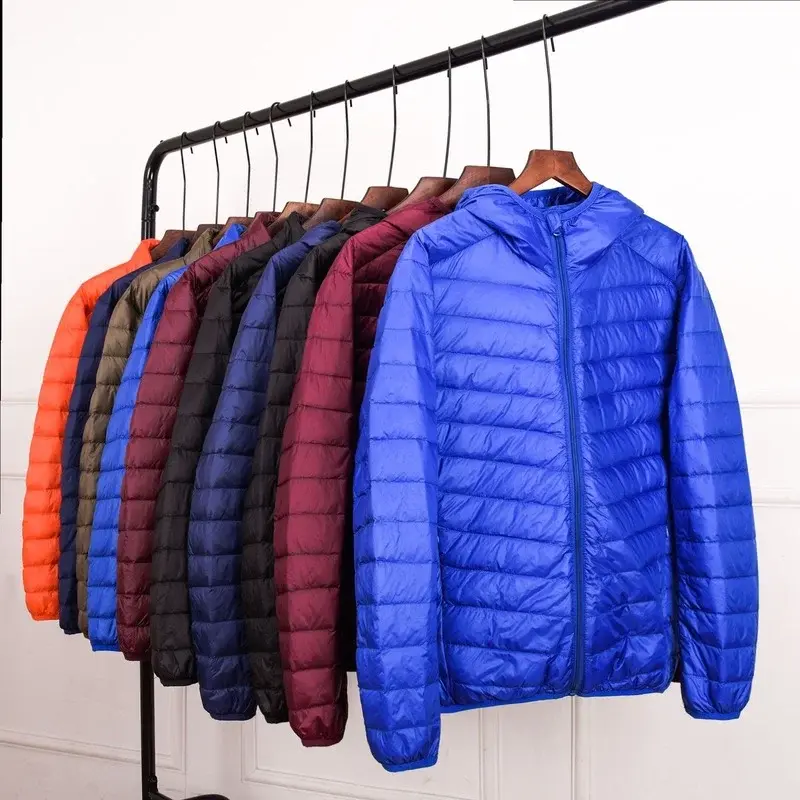 Jaket Puffer Pria Ukuran Besar 7XL Jaket Kemas Ultra Ringan Musim Gugur Musim Semi Mantel Bersirkulasi Tahan Air dan Angin