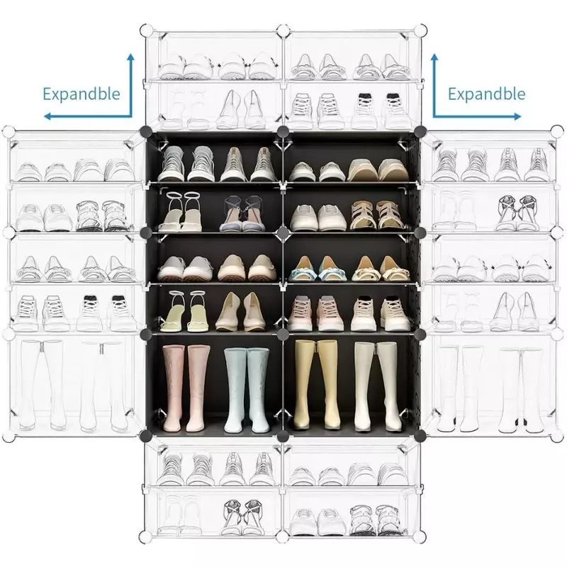 خزانة منظمة لتخزين الأحذية في غرفة النوم ، أرفف بلاستيكية كبيرة سهلة الاستخدام ، رف قابل للفصل لغرفة المدخل ، 96 زوجًا