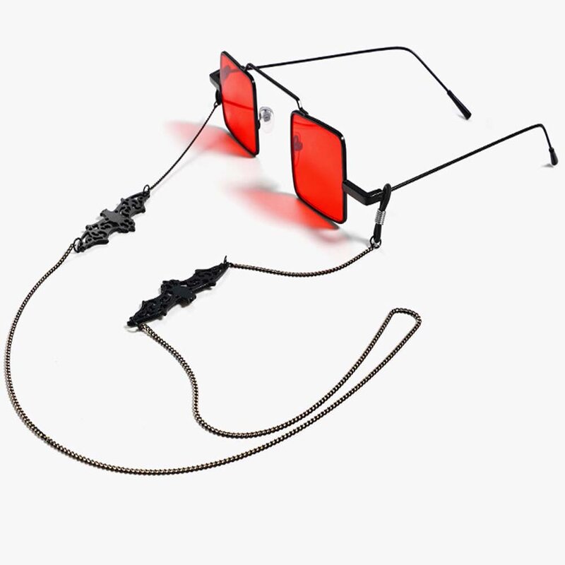 Temperamento semplice Hollow Casual Black Bat occhiali da sole Anti-perso cinturino maschera cordino catene di vetro cavo di supporto