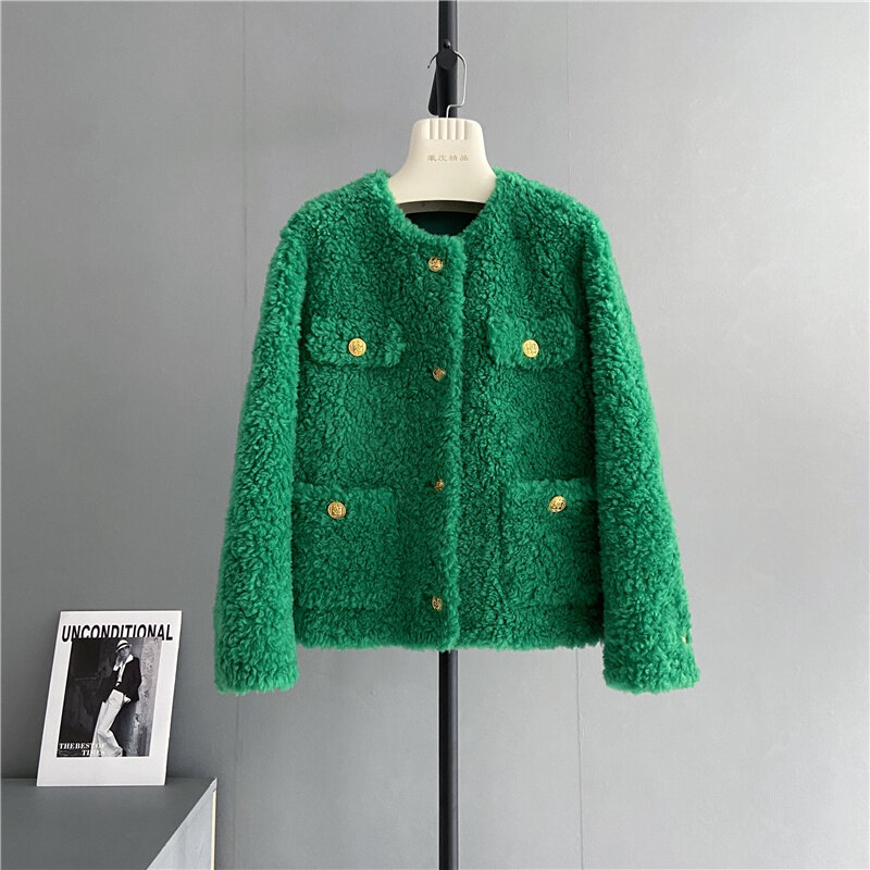 Vera pelliccia corta da donna 2023 inverno nuova moda tosatura di pecore giacche di pelliccia femminile Casual caldo manica lunga cappotti di pelliccia di agnello F32