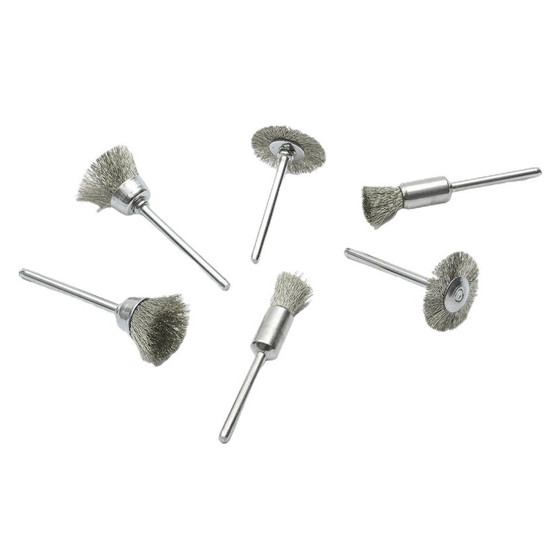 12 pezzi spazzole metalliche ciotola/tipo dritto/T testina spazzole in acciaio inox per la pulizia Derusting rettifica spolverare utensili rotanti