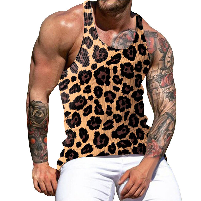Letnie męskie koszulki bez rękawów z nadrukiem Casual Sports Fitness Gym Shirts Workout Bodybuilding Muscle Tee Tank T-Shirt Kamizelki