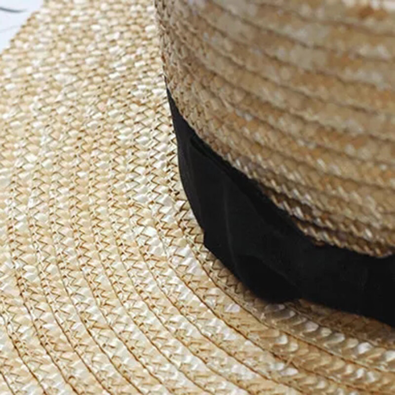Chapeau de plage pour femmes, style Panama, classique, plat, avec nœud papillon, paille, chapeau de soleil pour femmes, Fedora, nouveau, été