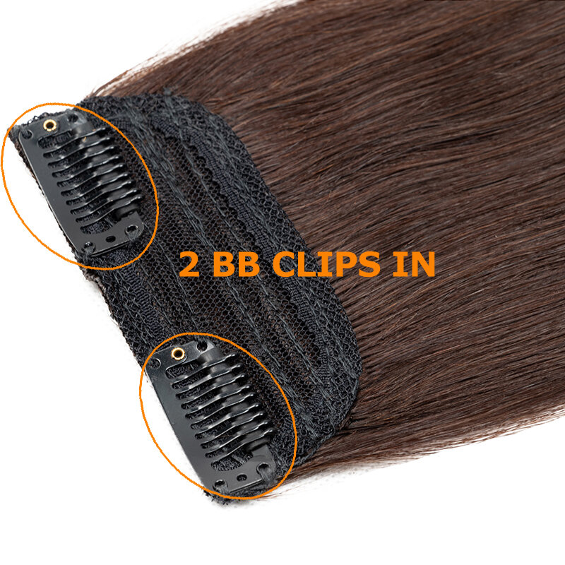 Mini Clip en una pieza, almohadilla para el cabello en ambos lados, cabello humano Natural Real, Remy para hombres o mujeres, Clips en extensiones de cabello humano