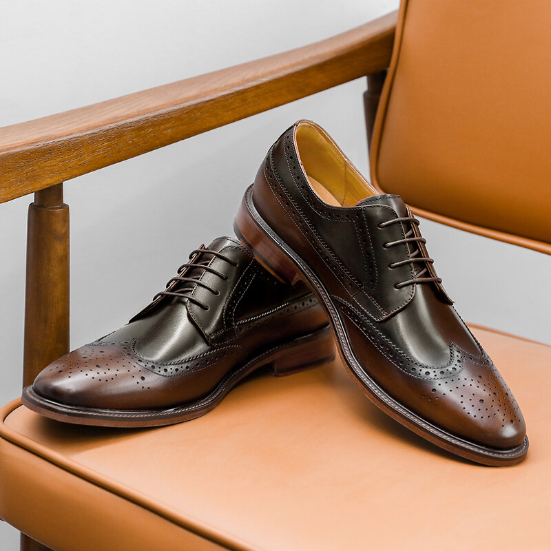 DESAI-Sapatos de couro genuíno masculino, feitos à mão, Derby, negócios, clássicos, Brogue formal, designer esculpido, nova cor, 24