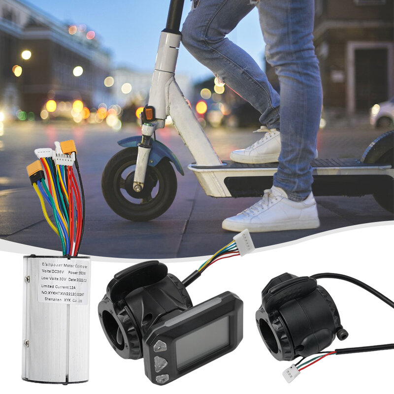 Fibra De Carbono Scooter Elétrico, Controlador de Bicicleta, Monitor LCD, Brake Set, DIY Kit Retrofit, 250W, 350W, 24 V, 36V, 5,5 ", 6,5"