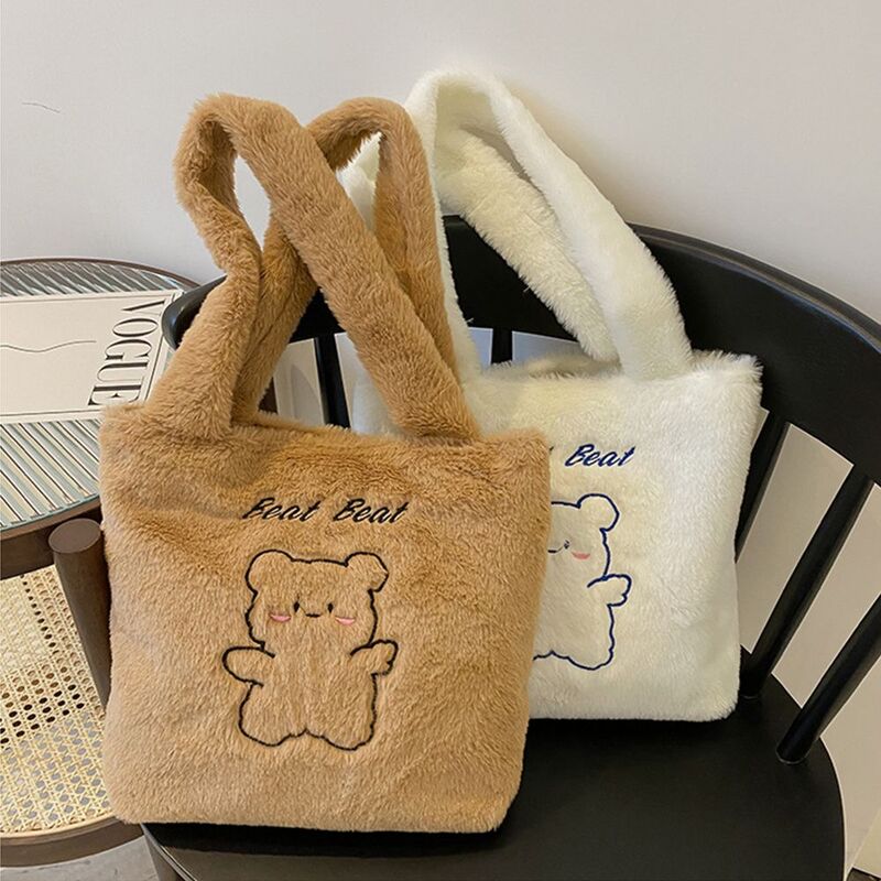 Женская осенне-зимняя Мягкая Милая вместительная сумка-тоут, плюшевые сумки, сумки для покупок, сумки на плечо