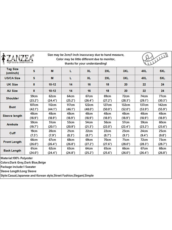 ZANZEA-ملابس علوية نسائية عتيقة برقبة مستديرة ، سترة دانتيل أنيقة ، فانوس بأكمام طويلة بلوفر ، حياكة فضفاضة غير رسمية ، أحادية اللون ، خريف ، 2023