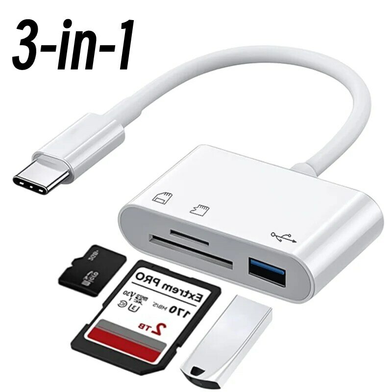 Convertisseur 3 en 1 multi-ports type-c vers USB type-c, adaptateur OTG TF SD Micro lecteur de carte mémoire pour Samsung Mi Android ordinateur portable 2023