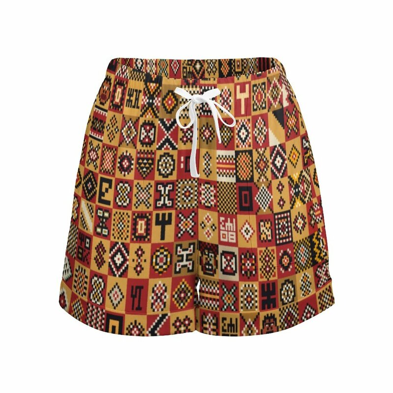 Pantalones cortos abstractos africanos con estampado de tablero de ajedrez, pantalones cortos modernos con patrón de primavera, pantalones cortos con bolsillos, pantalones informales de talla grande 2XL 3XL