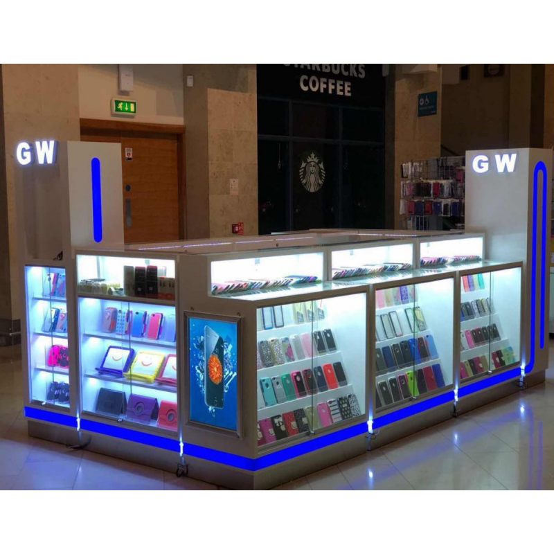 Custom, Mobile Phone Shop Fitting Showcase Cellphone Accessories Display Counter Retail Glass Mall Kiosk Cell Phone Kiosk