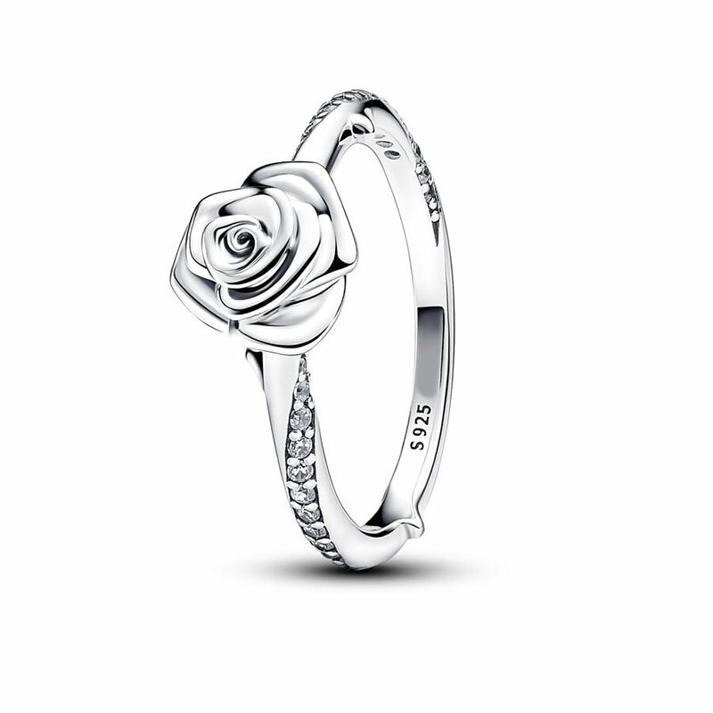 Anello in argento 925 rosa in fiore anello rosa margherita fiore anello blu erbario anello a grappolo anello Pandor regalo donna gioielleria raffinata fai da te